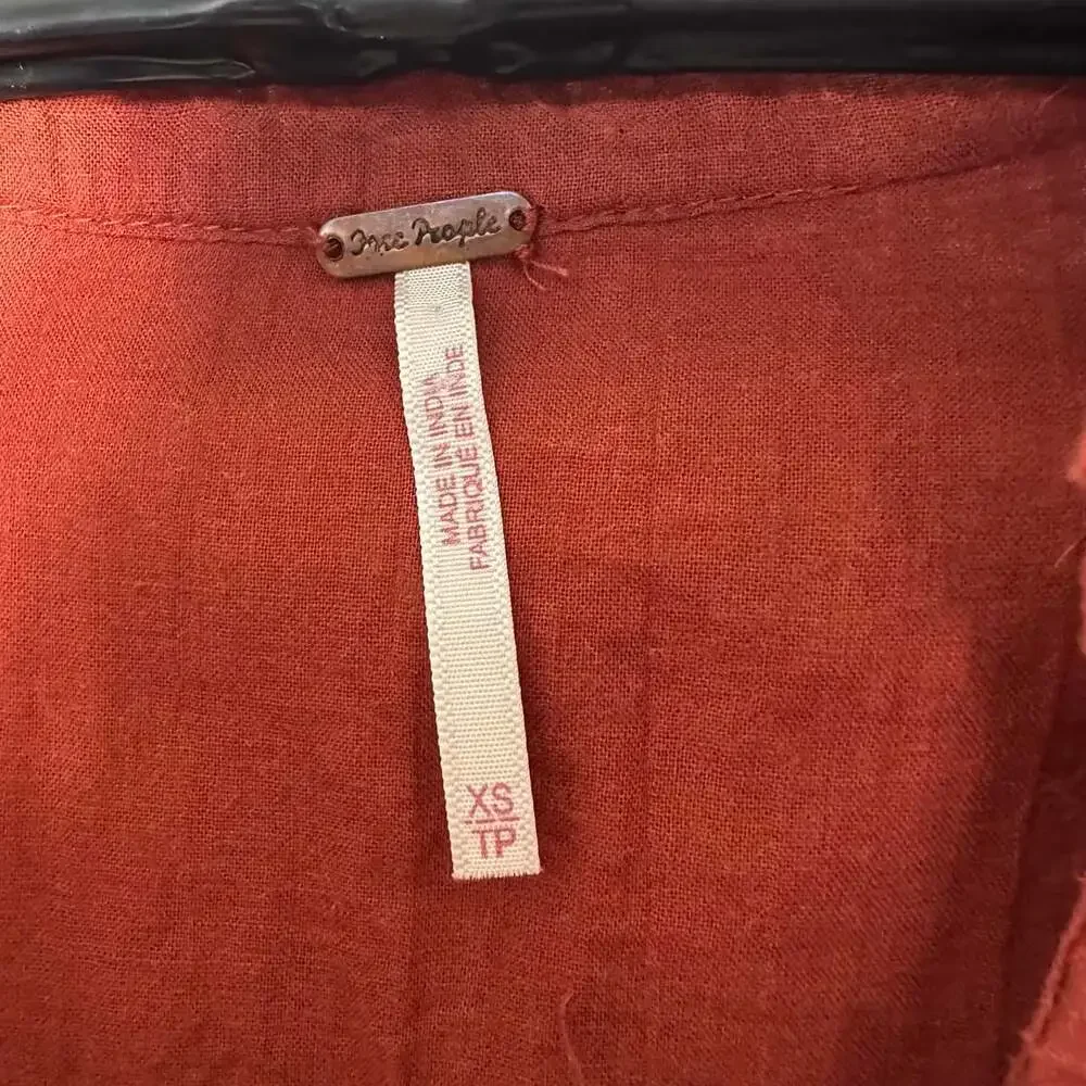 Free People Women's Orange and Brown Top
